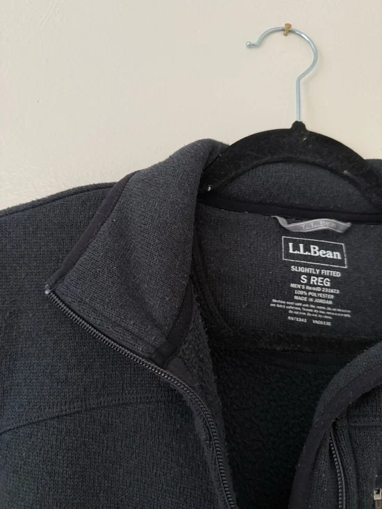 L.L. Bean Black Men's Zipped Fleece Jacket Size Small Regular Outdoors Granola - Picture 2 of 9